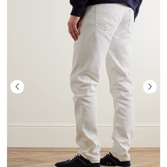 BRUNELLO CUCINELLI Mens Slim Fit Straight Leg Logo Embroidered Jeans White 35x32 - Picture 2 of 16